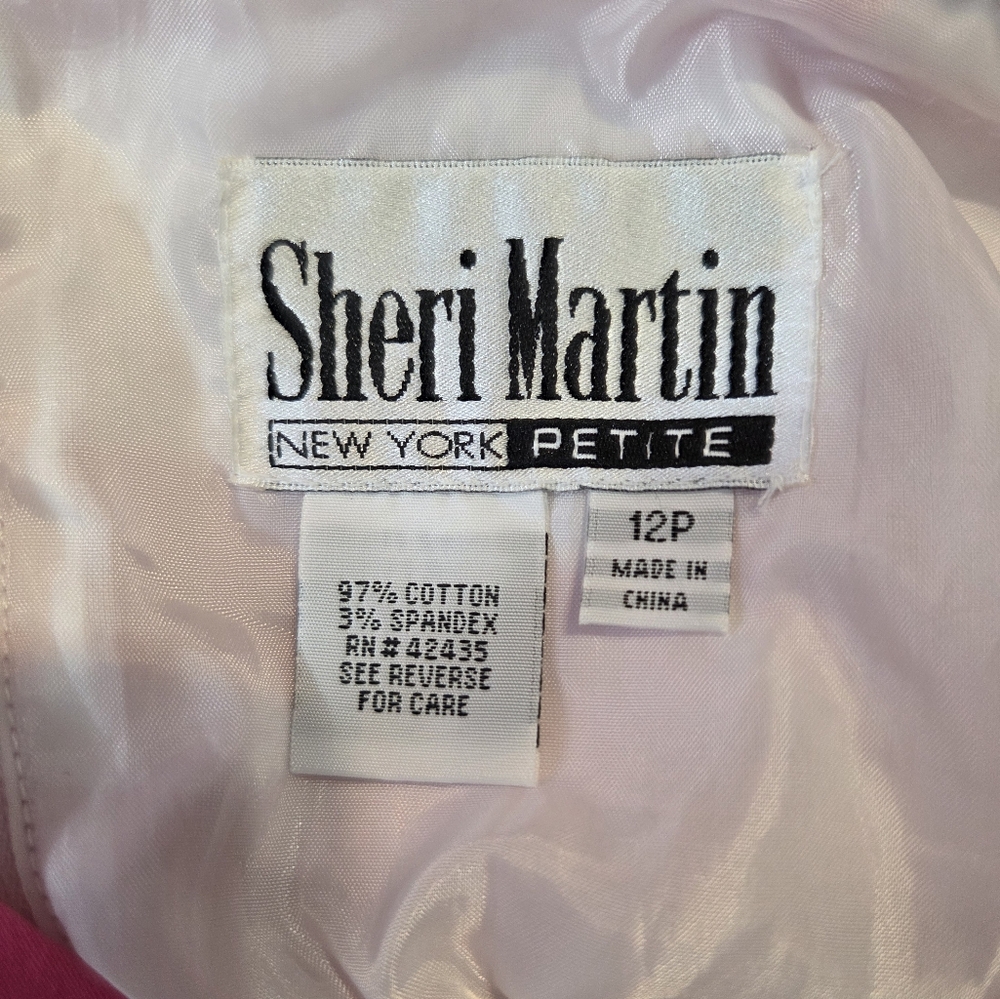 Sheri Martin Pink White Floral Keyhole Fit And Flare Petite Midi Dress Pre-Owned - Picture 8 of 9